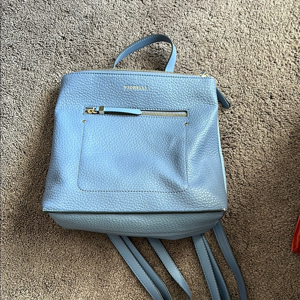 Powder Blue Leather Backpack with Structured Design